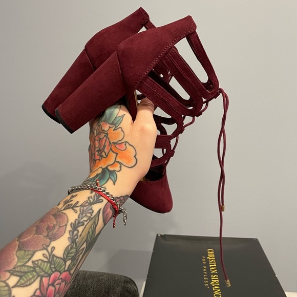 CHRISTIAN SIRIANO Woman’s Burgundy Sexy Heels Size 8.5 BRAND NEW! NEVER WORN! - Picture 5 of 5